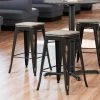Best Sale 🔔 LT&S Alloy Series Lancaster Table & Seating Alloy Series Distressed Copper Metal Indoor Industrial Cafe Counter Height Stool With Gray Wood Seat 💯