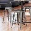 Budget 🌟 LT&S Alloy Series Lancaster Table & Seating Alloy Series Clear 🧥 Coated Metal Indoor Industrial Cafe Counter Height Stool With Black Wood Seat 🌟