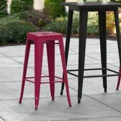 Buy 👏 LT&S Alloy Series Lancaster Table & Seating Alloy Series Sangria Stackable Metal Indoor / Outdoor Industrial Barstool With Drain Hole Seat 🎁