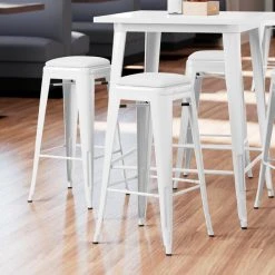 Discount 🧨 LT&S Alloy Series Lancaster Table & Seating Alloy Series White Metal Indoor Barstool With White Vinyl Cushion 🥰