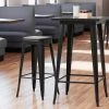 Cheap 👍 LT&S Alloy Series Lancaster Table & Seating Alloy Series Black Metal Indoor Industrial Cafe Bar Height Stool With Black Wood Seat 🥰