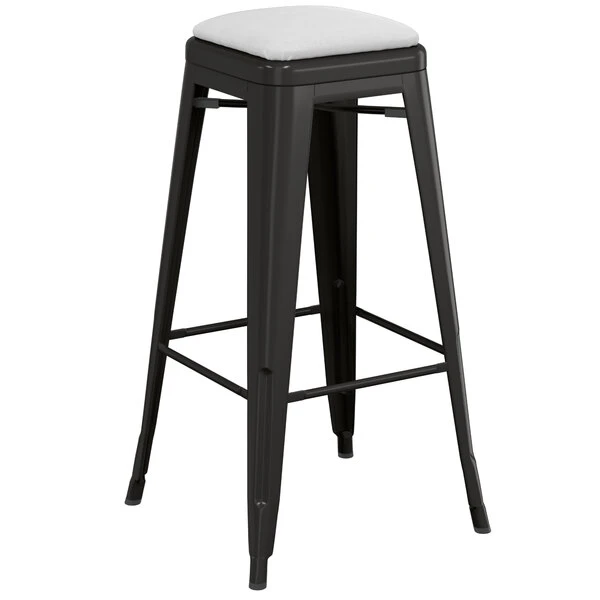 Cheapest 🔔 LT&S Alloy Series Lancaster Table & Seating Alloy Series Black Metal Indoor Barstool With White Vinyl Cushion 🔔 - Image 2