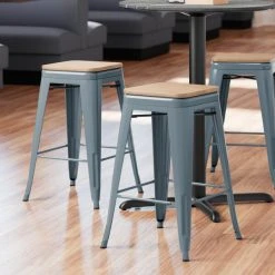 Best reviews of ✔️ LT&S Alloy Series Lancaster Table & Seating Alloy Series Charcoal Metal Indoor Industrial Cafe Counter Height Stool With Natural Wood Seat 😀