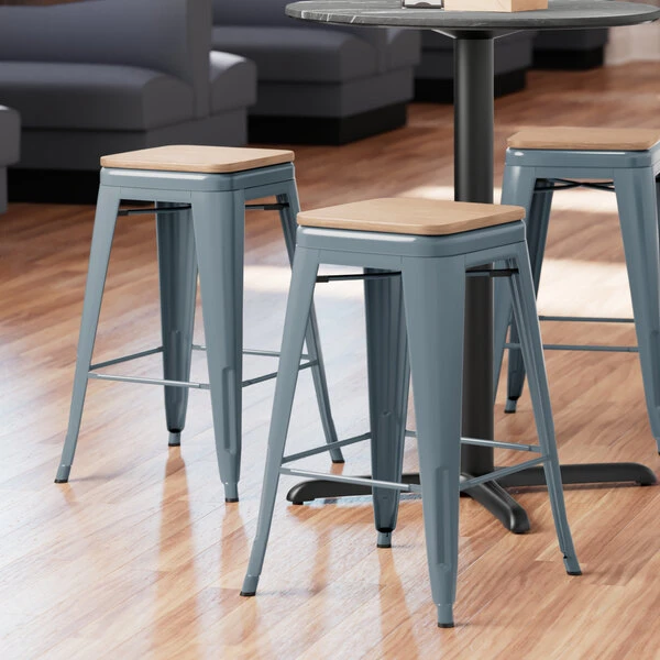 Best reviews of ✔️ LT&S Alloy Series Lancaster Table & Seating Alloy Series Charcoal Metal Indoor Industrial Cafe Counter Height Stool With Natural Wood Seat 😀