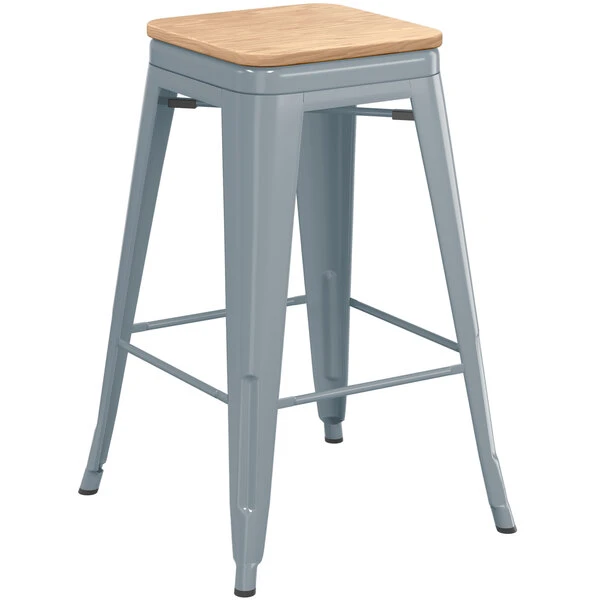 Best reviews of ✔️ LT&S Alloy Series Lancaster Table & Seating Alloy Series Charcoal Metal Indoor Industrial Cafe Counter Height Stool With Natural Wood Seat 😀 - Image 2