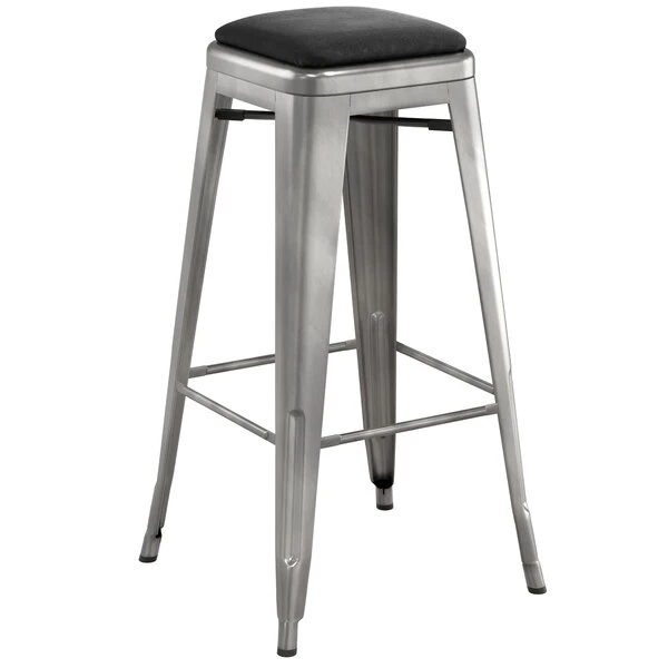 Cheap 🤩 LT&S Alloy Series Lancaster Table & Seating Alloy Series Clear 🧥 Coat Metal Indoor Barstool With Black Vinyl Cushion ⭐ - Image 2